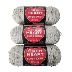 Red Heart Super Saver Yarn LOT of 3 #4313 Aran Fleck Acrylic 6 Oz